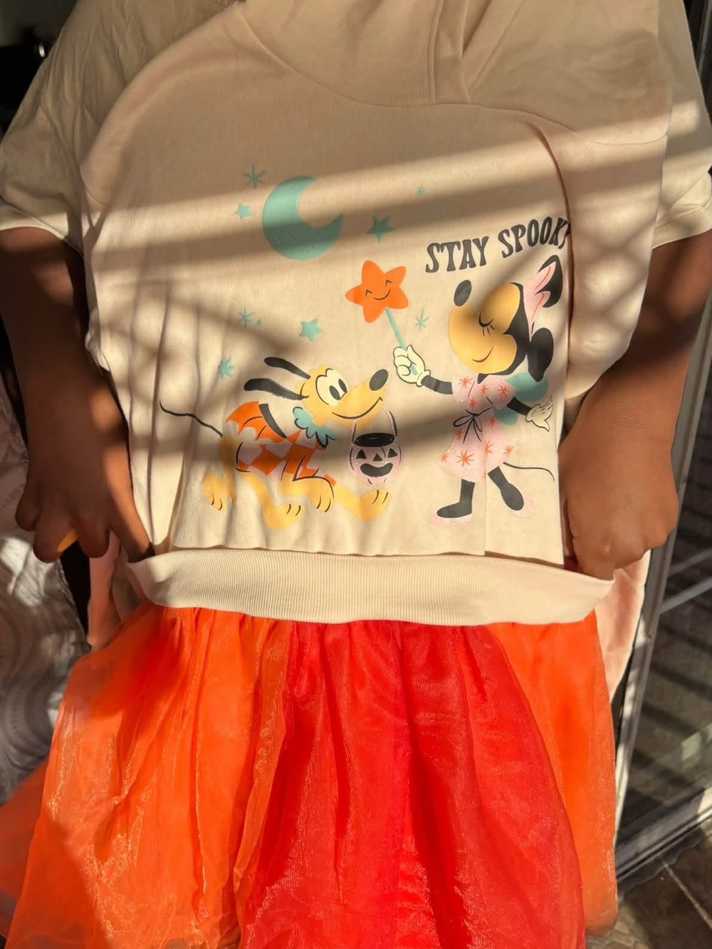 Disney Cream 'Stay Spooky' Graphic Sweatshirt with Orange Accents